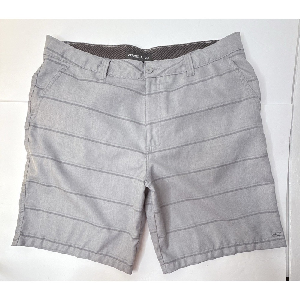 O'NEILL Shorts Men's Size 38 Gray Striped Summer‎ Skater Grunge Vacation Beach